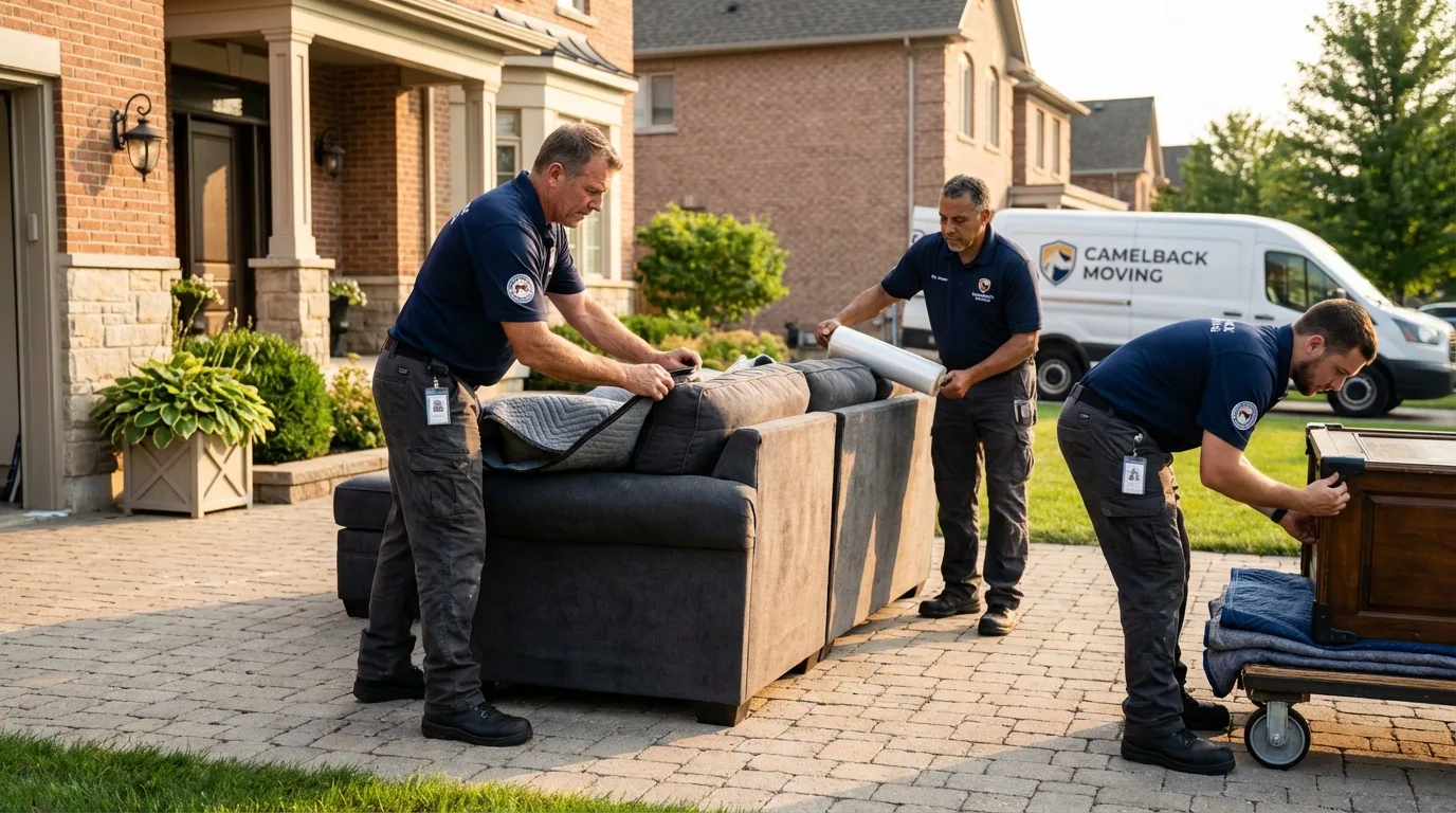 Large estate moving crew wrapping furniture in Salina, OK