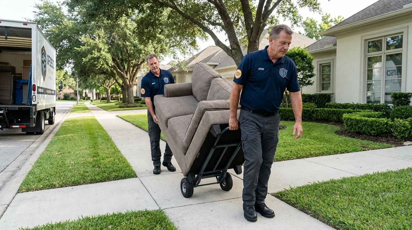 Local residential moving crew loading furniture in Salina, OK